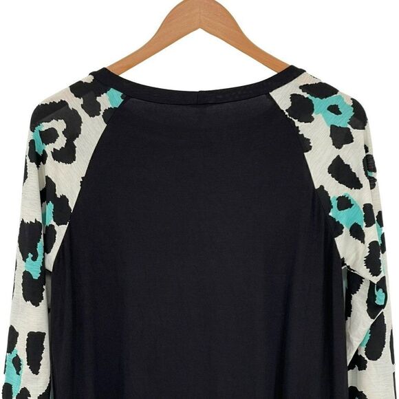 P & Rose Leopard Print Top Black Women Small T1219 - Picture 8 of 10